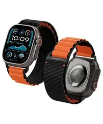 Spigen WBF1 - Apple Watch 1-11/SE/Ultra Bandje - 49/46/45/44/42MM - Zwart Oranje afbeelding