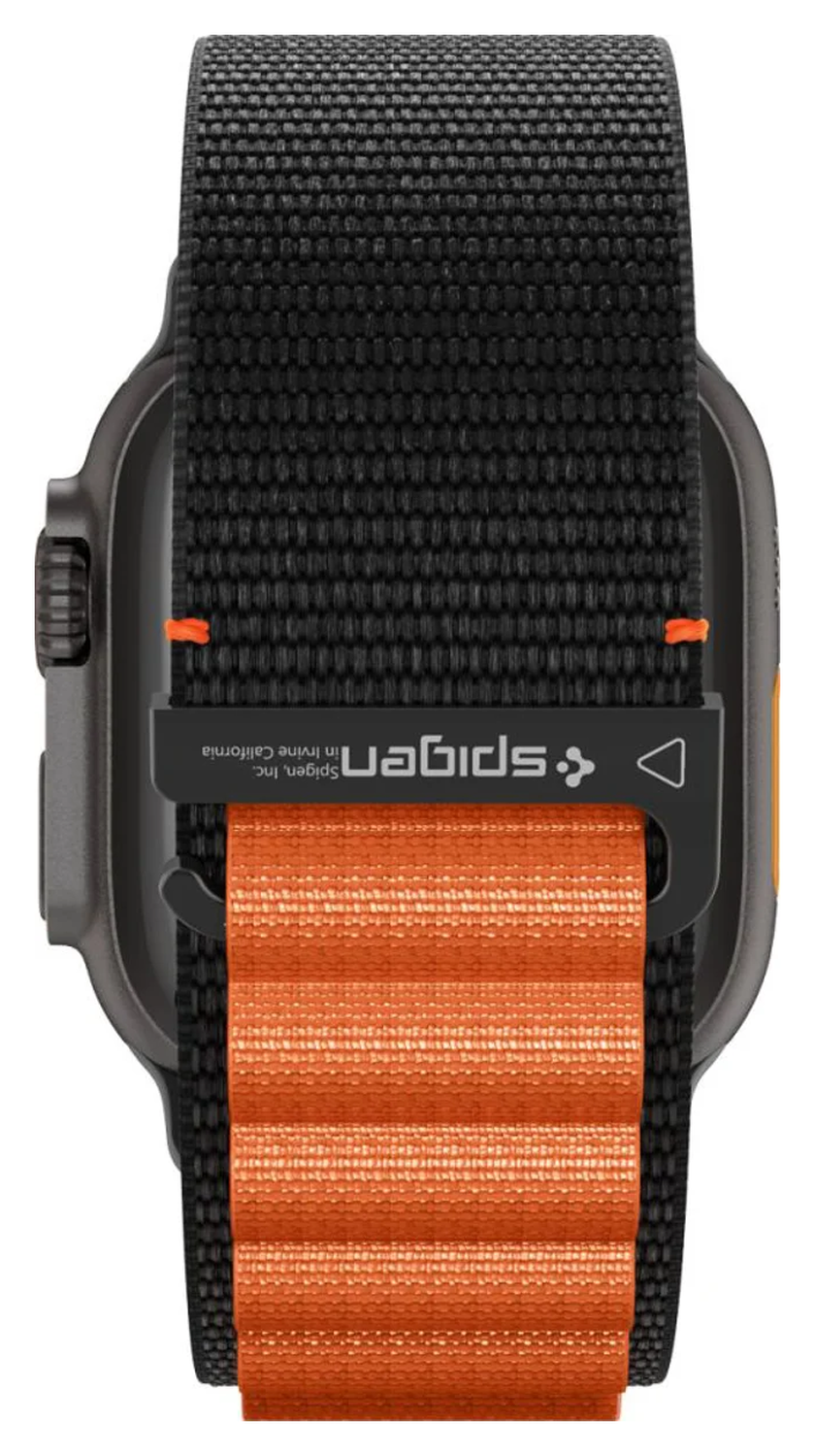 Spigen WBF1 - Apple Watch 1-11/SE/Ultra Bandje - 49/46/45/44/42MM - Zwart Oranje afbeelding 11