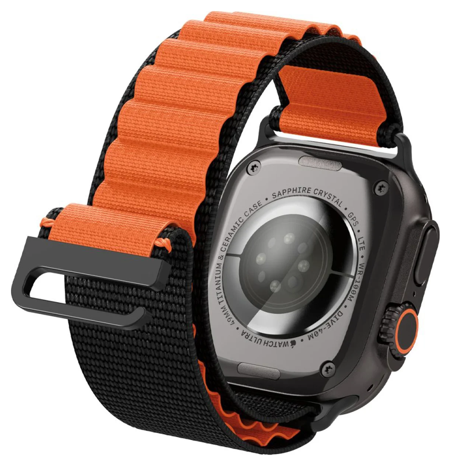 Spigen WBF1 - Apple Watch 1-11/SE/Ultra Bandje - 49/46/45/44/42MM - Zwart Oranje afbeelding 16
