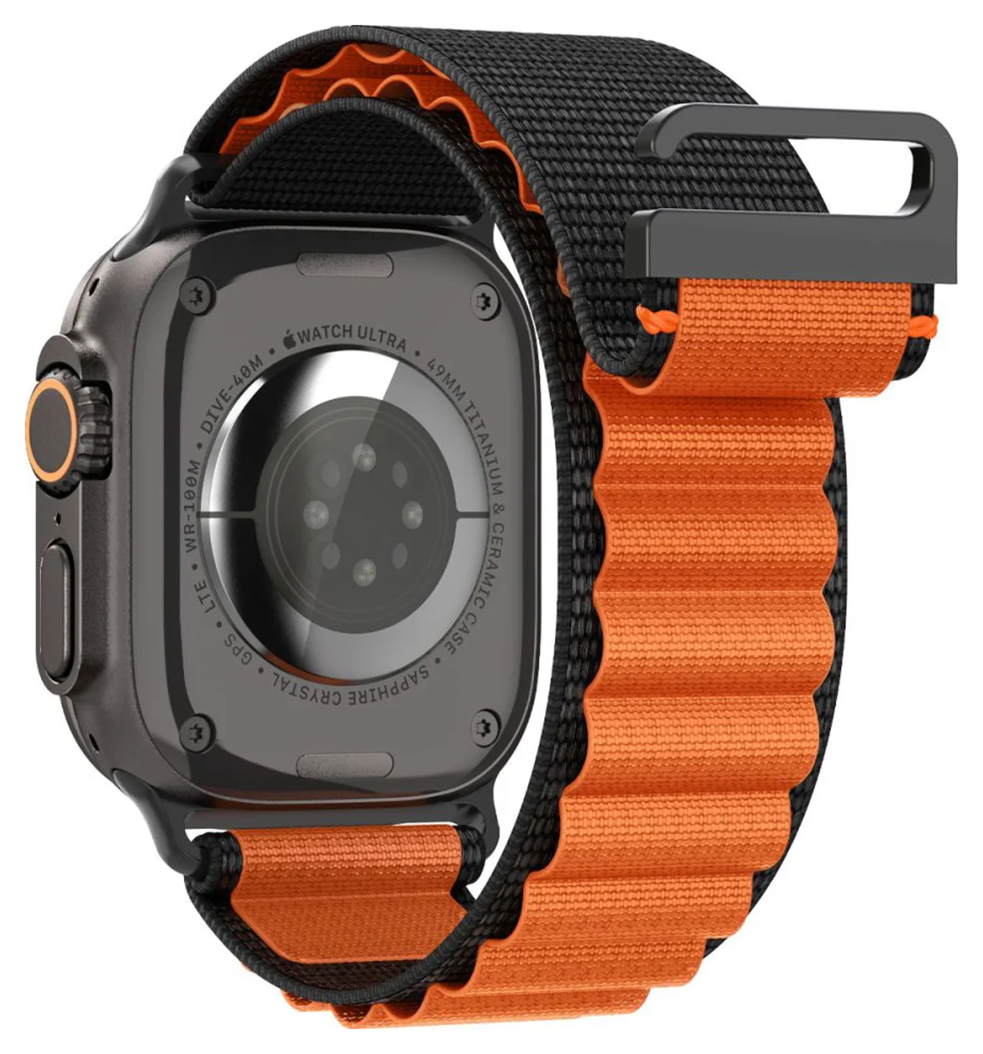 Spigen WBF1 - Apple Watch 1-11/SE/Ultra Bandje - 49/46/45/44/42MM - Zwart Oranje afbeelding 9