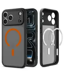 Spigen Ultra Hybrid MagFit iPhone 17 Pro Hoesje MagSafe Frost Zwart Oranje afbeelding