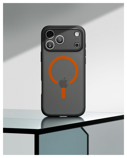 Spigen Ultra Hybrid MagFit iPhone 17 Pro Hoesje MagSafe Frost Zwart Oranje afbeelding 7