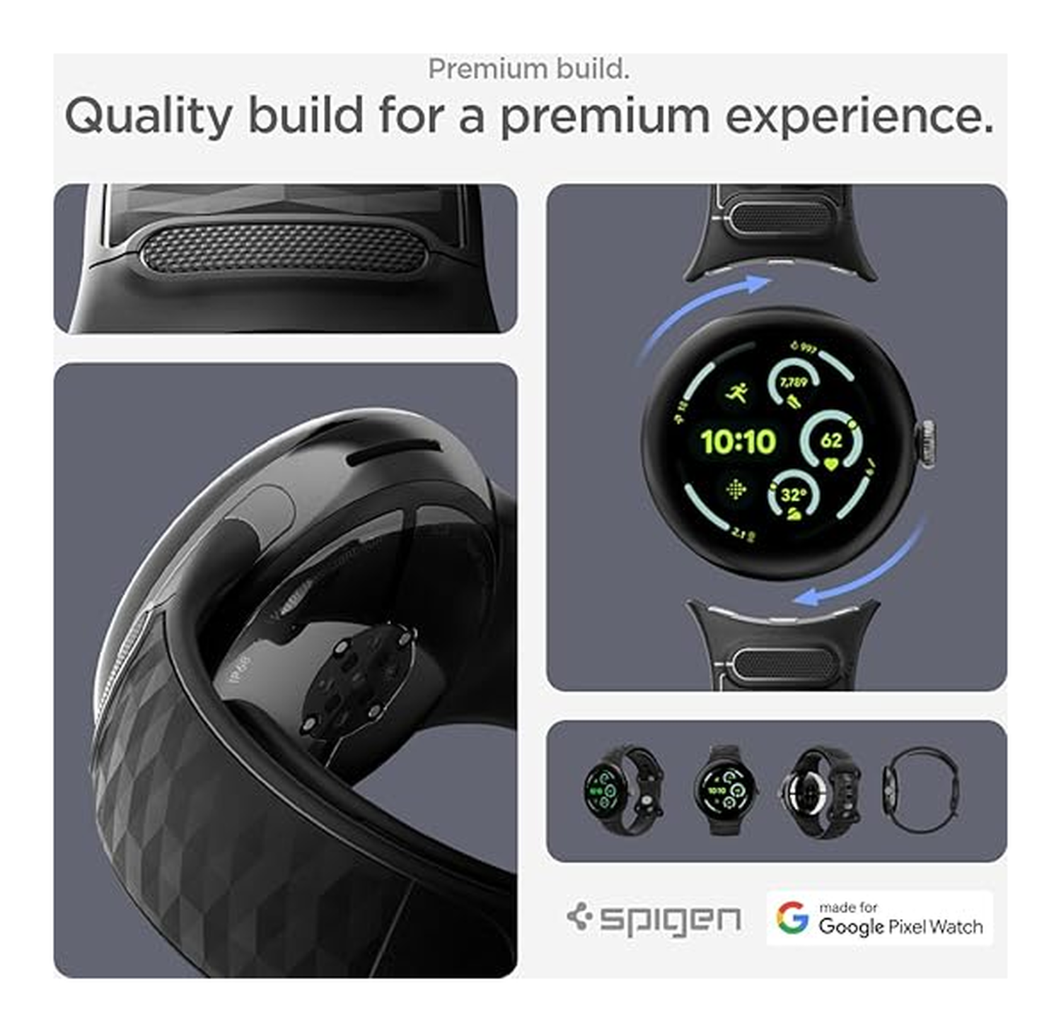 Spigen Parallax - Google Pixel Watch 4/3 45MM - Hoesje en Bandje Zwart afbeelding 3