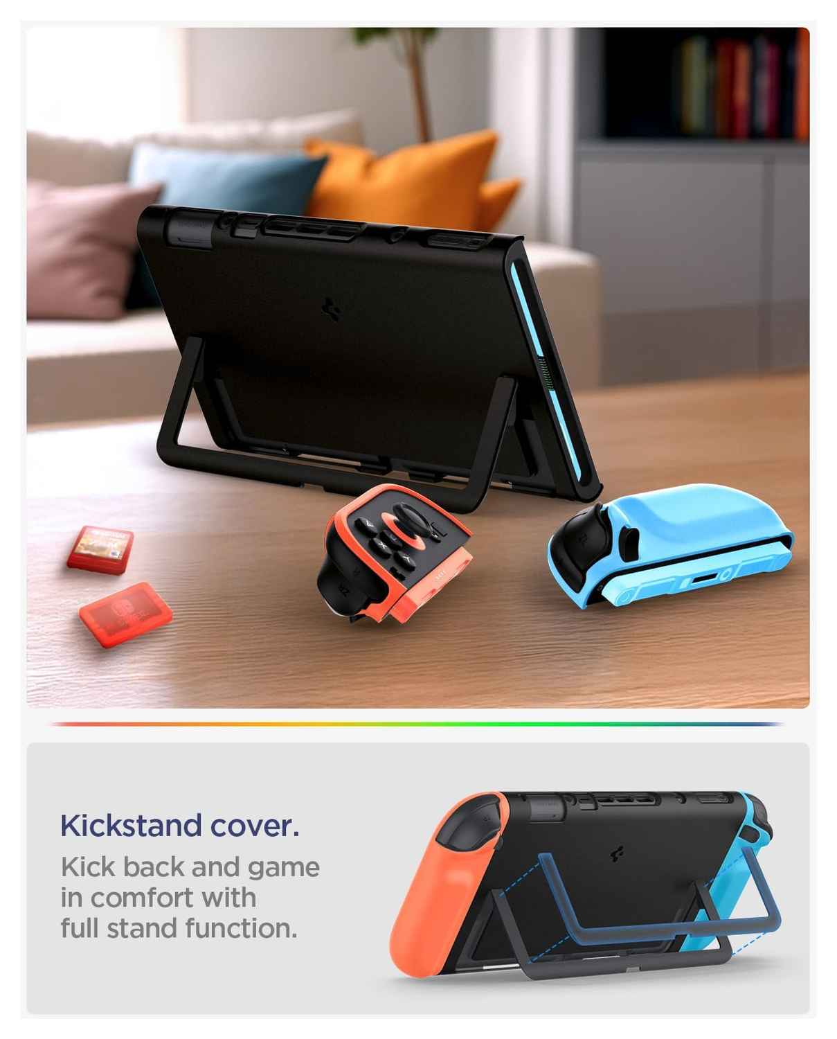 Spigen Nano Pop V2 Nintendo Switch 2 Hoesje met Standaard Blauw Rood afbeelding 3