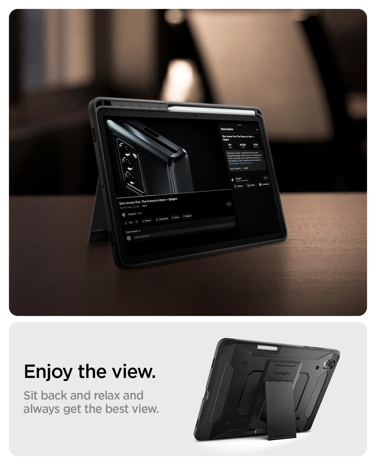 Spigen Tough Armor Pro Samsung Galaxy Tab S11 Hoes Back Cover Zwart afbeelding 3