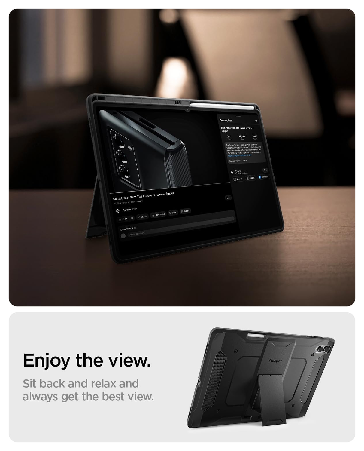 Spigen Tough Armor Pro Samsung Galaxy Tab S11 Ultra Hoes Back Cover Zwart afbeelding 3