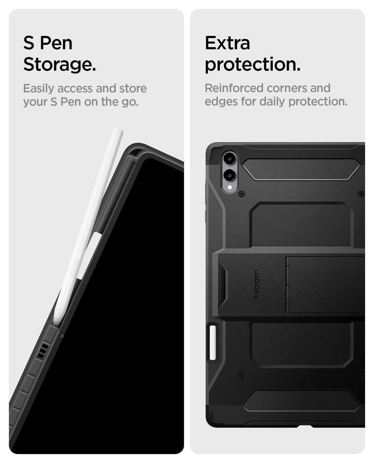 Spigen Tough Armor Pro Samsung Galaxy Tab S11 Ultra Hoes Back Cover Zwart afbeelding 5