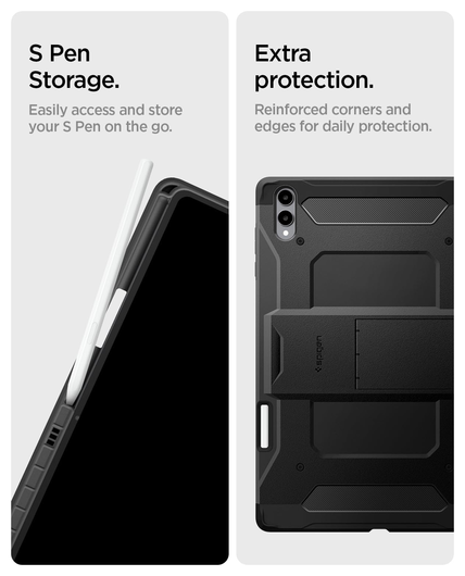 Spigen Tough Armor Pro Samsung Galaxy Tab S11 Ultra Hoes Back Cover Zwart afbeelding 5