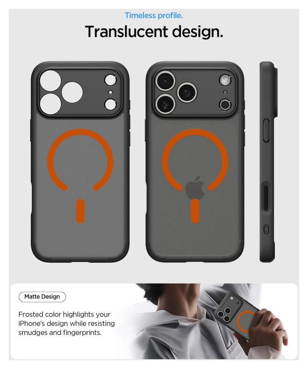 Spigen Ultra Hybrid MagFit Apple iPhone 17 Pro Max Hoesje MagSafe Zwart Oranje afbeelding 4