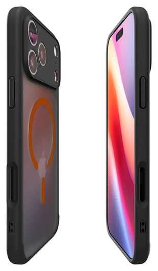 Spigen Ultra Hybrid MagFit Apple iPhone 17 Pro Hoesje MagSafe Zwart Oranje afbeelding 6