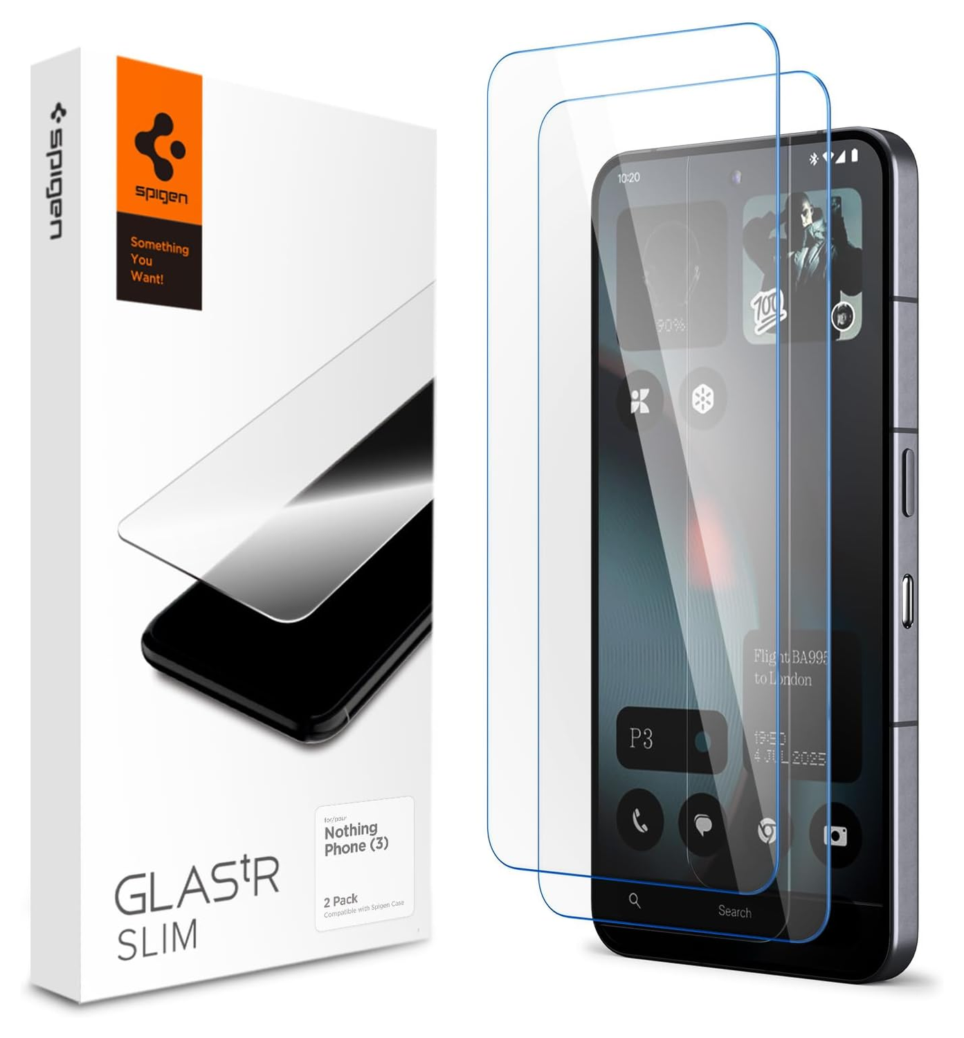 Spigen Glas.tR Slim Nothing Phone (3) Screen Protector Tempered Glass (2-Pack) afbeelding 1