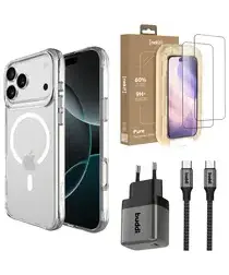 iPhone 17 Pro Starter Kit - Hoesje, Screenprotector 2st & Oplader afbeelding