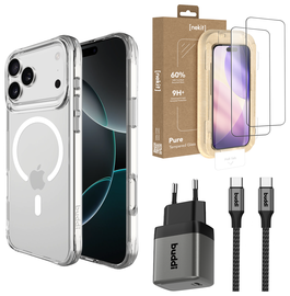 iPhone 17 Pro Starter Kit - Hoesje, Screenprotector 2st & Oplader afbeelding