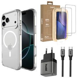 iPhone 17 Pro Max Starter Kit - Hoesje, Screenprotector 2st & Oplader afbeelding