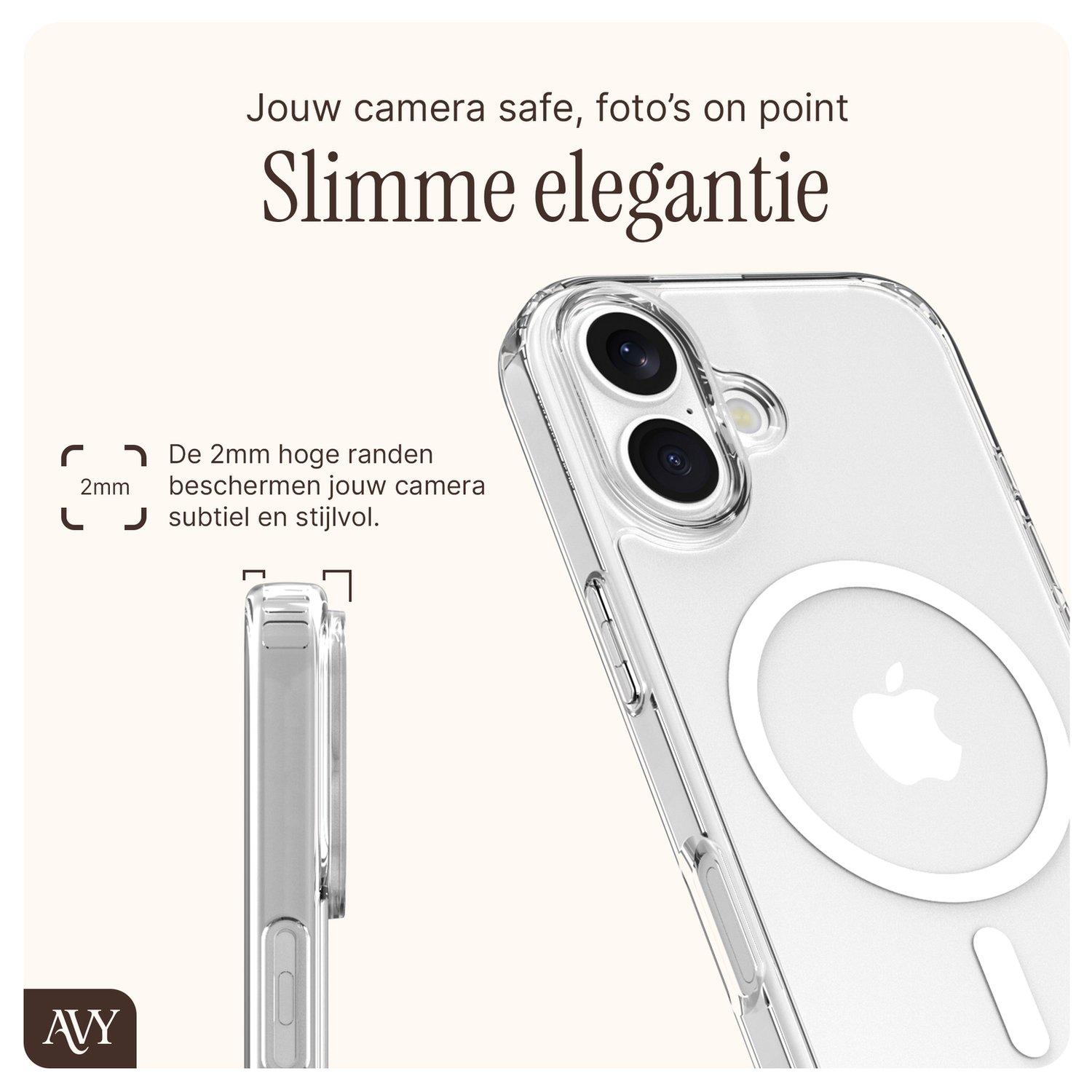 AVY Apple iPhone 16 Hoesje met Koord & MagSafe 30CM Silver Spark afbeelding 3