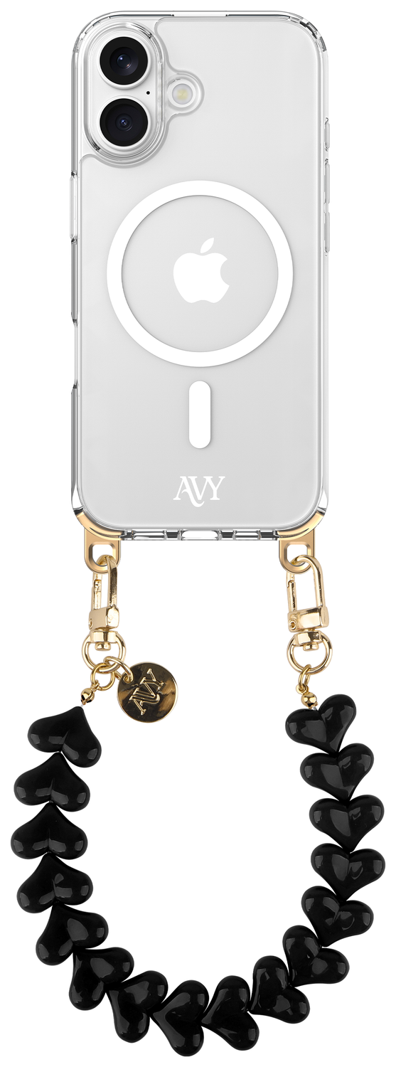 AVY Apple iPhone 16 Hoesje met Koord & MagSafe 30CM Cupid Black afbeelding 1