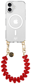 AVY Apple iPhone 16 Hoesje met Koord & MagSafe 30CM Cupid Red