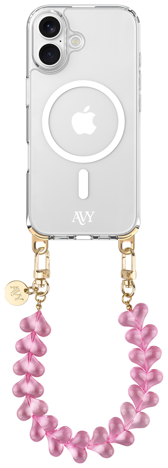 AVY Apple iPhone 16 Hoesje met Koord & MagSafe 30CM Cupid Clear Pink afbeelding 1