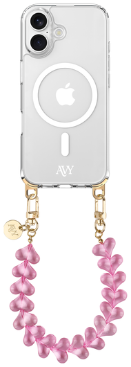 AVY Apple iPhone 16 Hoesje met Koord & MagSafe 30CM Cupid Clear Pink afbeelding 1