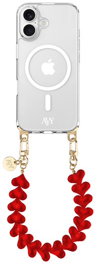 AVY Apple iPhone 16 Hoesje met Koord & MagSafe 30CM Cupid Clear Red afbeelding 1