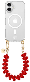 AVY Apple iPhone 16 Hoesje met Koord & MagSafe 30CM Cupid Clear Red