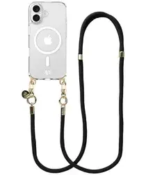 AVY Apple iPhone 16 Hoesje met Koord & MagSafe 130CM Tressé Black afbeelding