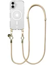 AVY Apple iPhone 16 Hoesje met Koord & MagSafe 130CM Tressé Beige afbeelding