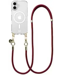 AVY Apple iPhone 16 Hoesje met Koord & MagSafe 130CM Tressé Red afbeelding
