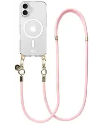 AVY Apple iPhone 16 Hoesje met Koord & MagSafe 130CM Tressé Pink afbeelding