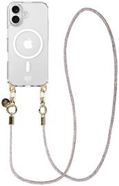AVY Apple iPhone 16 Hoesje met Koord & MagSafe 120CM Silver Spark Long