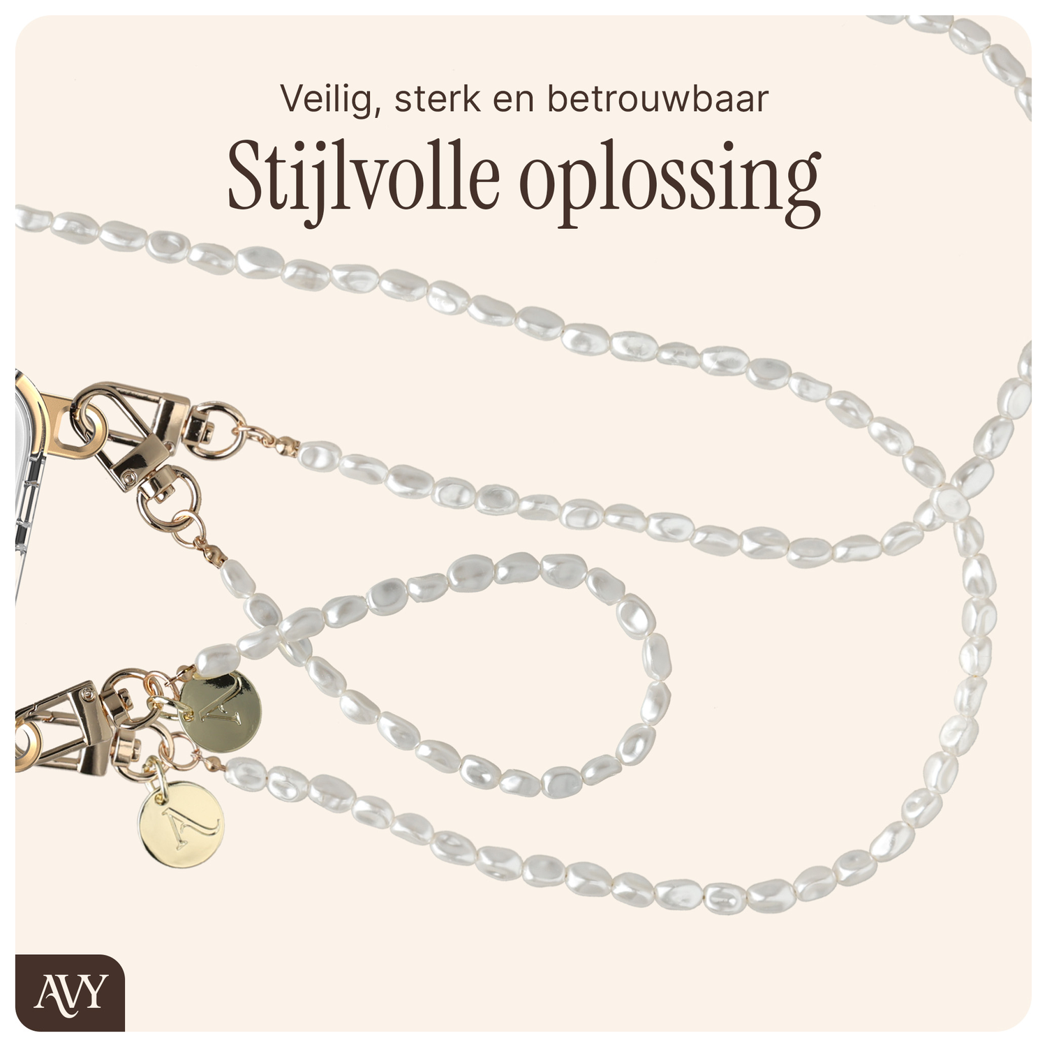 AVY Apple iPhone 16 Hoesje met Koord & MagSafe Set Perla Chic afbeelding 9