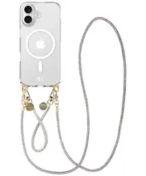 AVY Apple iPhone 16 Hoesje met Koord & MagSafe Set Silver Spark afbeelding