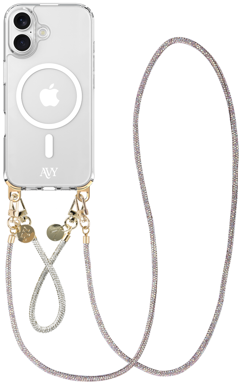 AVY Apple iPhone 16 Hoesje met Koord & MagSafe Set Silver Spark afbeelding 1
