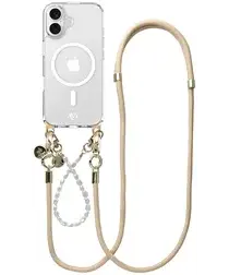 AVY Apple iPhone 16 Hoesje met Koord & MagSafe Set Pearl & Rope Beige afbeelding