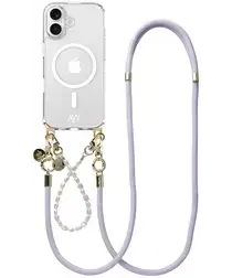 AVY Apple iPhone 16 Hoesje met Koord & MagSafe Set Pearl & Rope Purple afbeelding