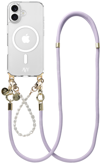 AVY Apple iPhone 16 Hoesje met Koord & MagSafe Set Pearl & Rope Purple afbeelding 1