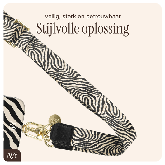 AVY Apple iPhone 16 Hoesje met Koord & MagSafe 130CM Serengeti Zebra afbeelding 6