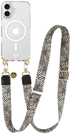 AVY Apple iPhone 16 Hoesje met Koord & MagSafe 130CM Serengeti Zebra