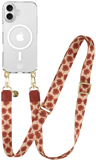 AVY Apple iPhone 16 Hoesje met Koord & MagSafe 130CM Botanique Roses afbeelding 1