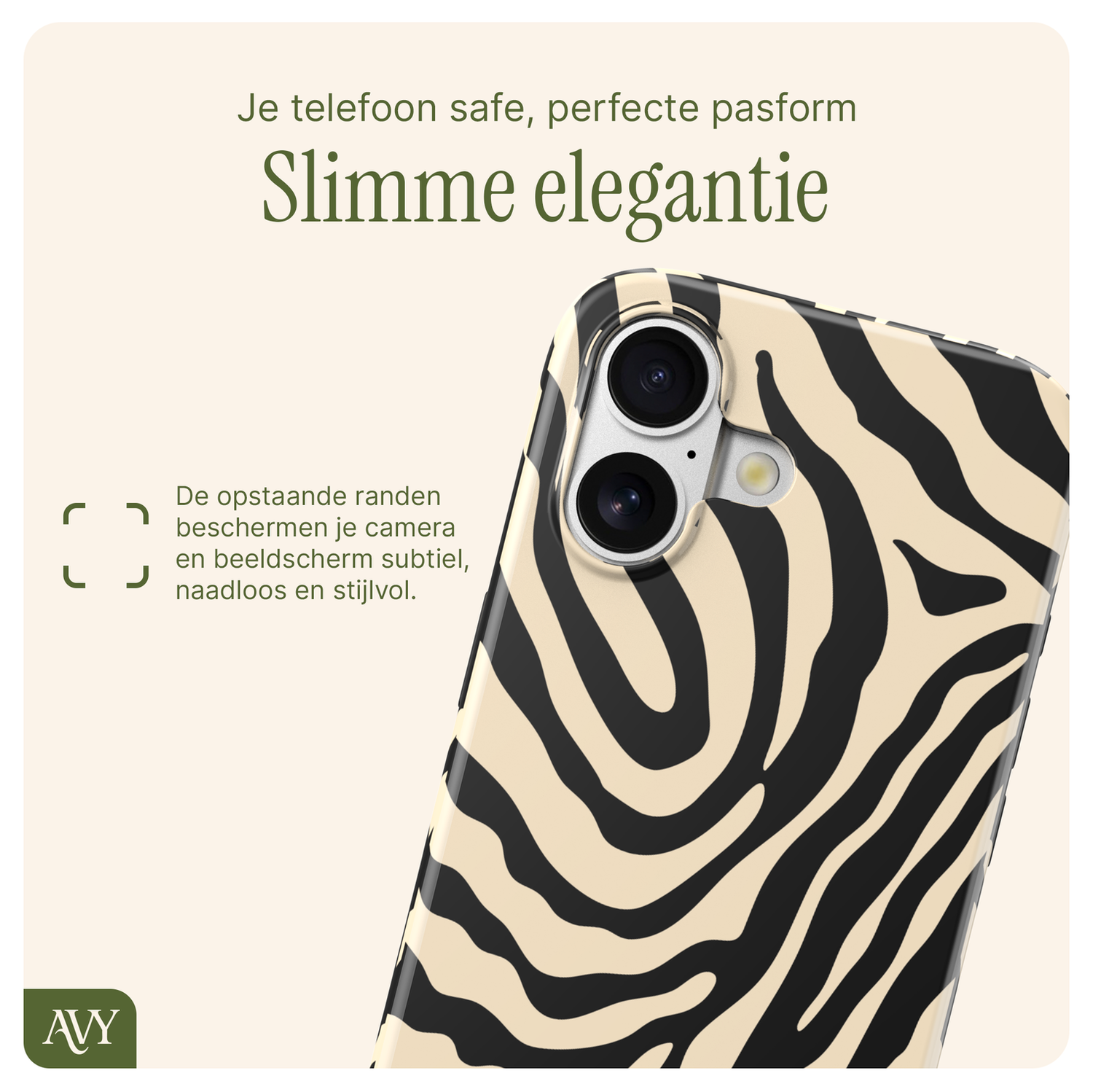 AVY Apple iPhone 16 MagSafe Hoesje met Koord 30CM Zebra Hearts afbeelding 6