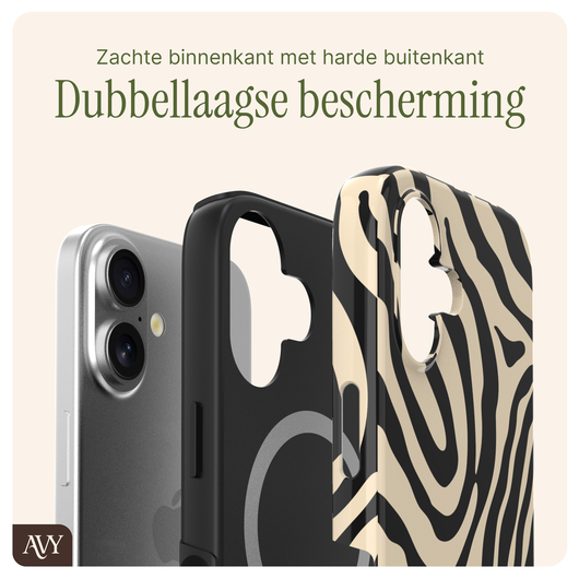 AVY Apple iPhone 16 MagSafe Hoesje met Koord 30CM Zebra Hearts afbeelding 8