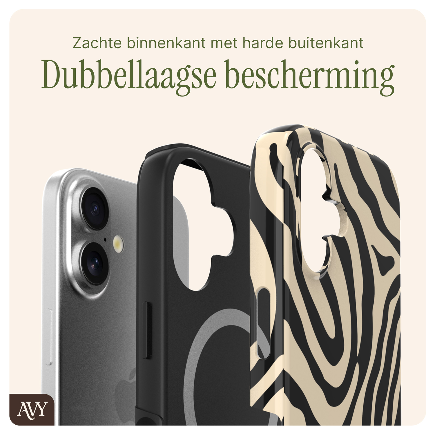 AVY Apple iPhone 16 MagSafe Hoesje met Koord 130CM Serengeti Zebra afbeelding 7