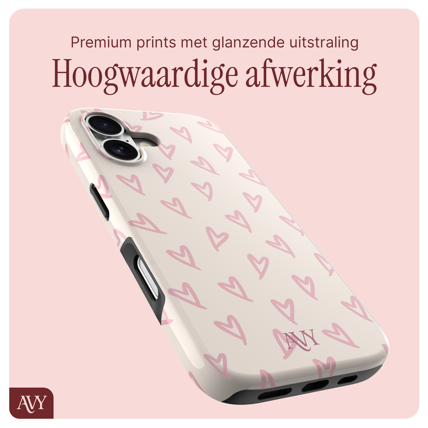 AVY Apple iPhone 16 MagSafe Hoesje met Koord 30CM Lovely Hearts afbeelding 9