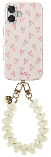 AVY Apple iPhone 16 MagSafe Hoesje met Koord 30CM Lovely Hearts afbeelding 1
