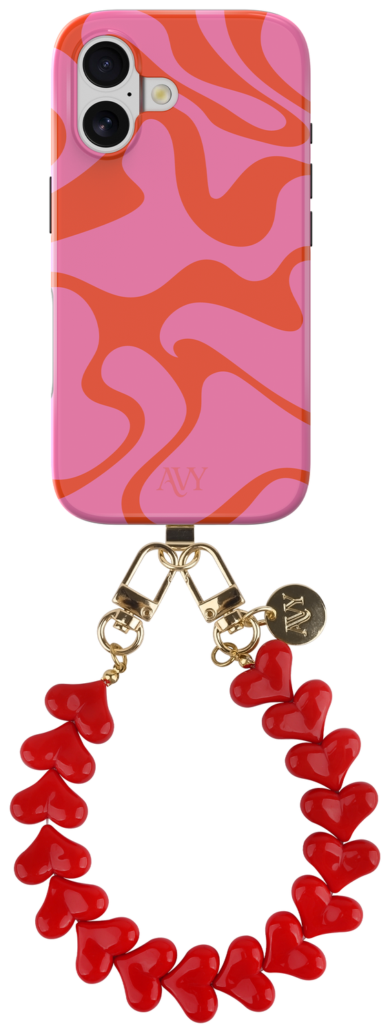 AVY Apple iPhone 16 MagSafe Hoesje met Koord 30CM Rose Hearts afbeelding 1