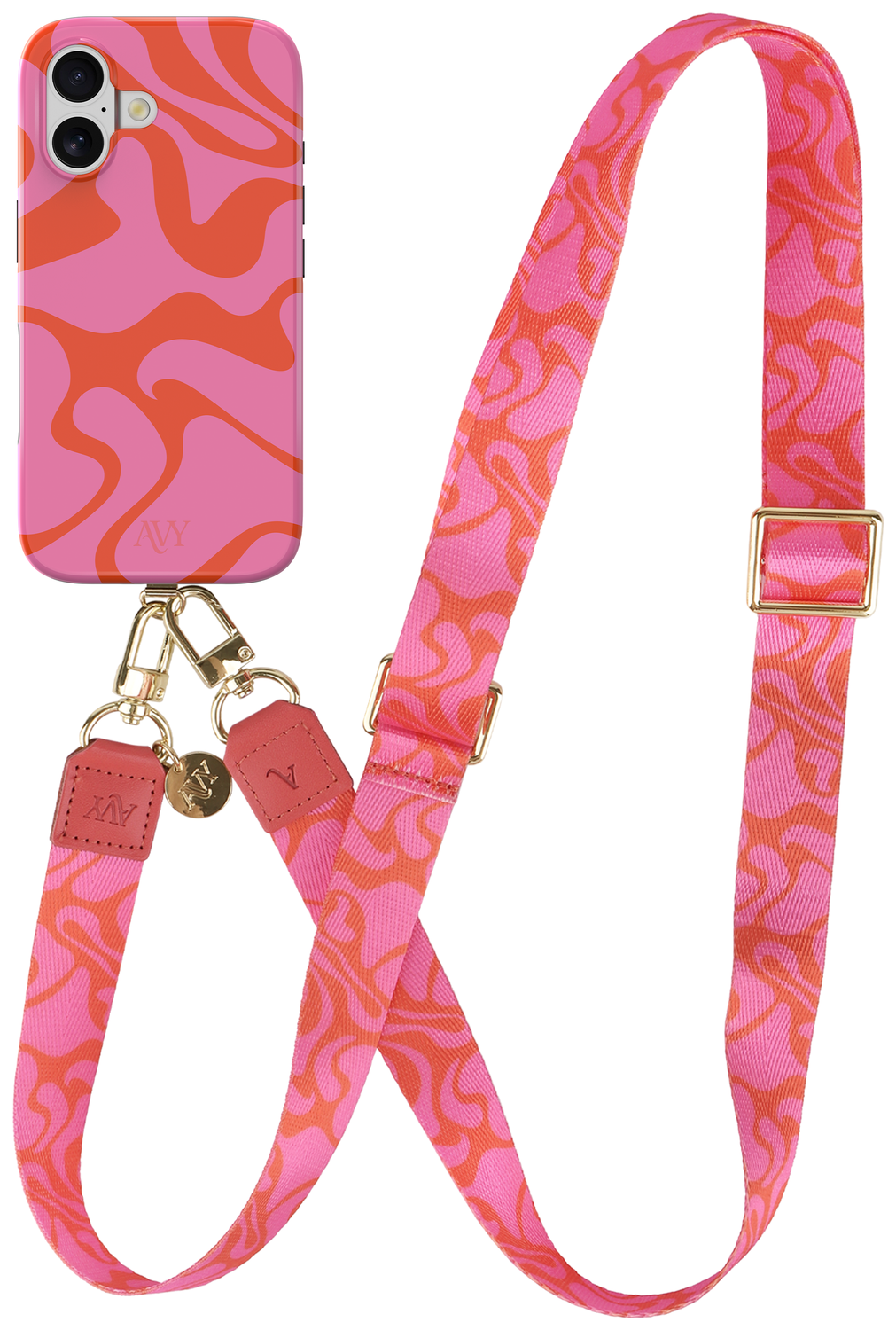 AVY Apple iPhone 16 MagSafe Hoesje met Koord 130CM Rosé Twist afbeelding 1