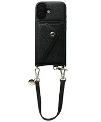 AVY Apple iPhone 16 Zwart Leren Hoesje met Wallet & Koord Short Leather afbeelding