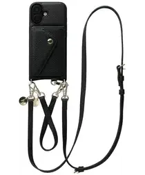 AVY Apple iPhone 16 Zwart Leren Hoesje met Wallet & Koord Leather Set afbeelding