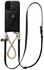 AVY Apple iPhone 16 Zwart Leren Hoesje met Wallet & Koord Leather and Gold