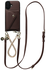 AVY Apple iPhone 16 Bruin Leren Hoesje met Wallet & Koord Leather and Gold
